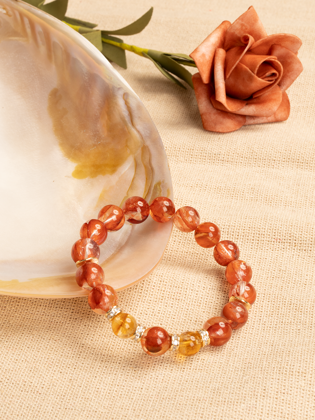 Fire Element: The Ignition Bracelet (Red Hematoid &amp; Golden Phantom)